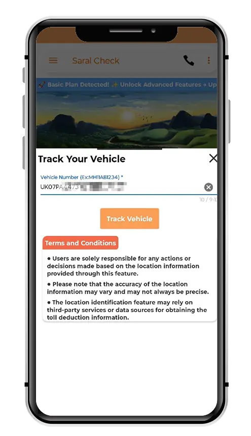 Step 4: Enter the vehicle number