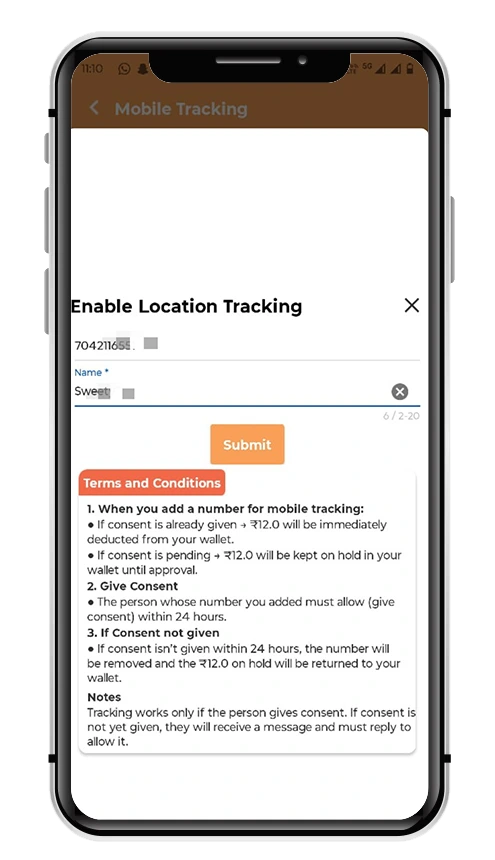 Step 4: Enter the driver’s mobile number and name